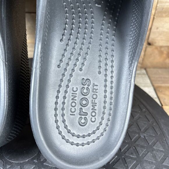 Crocs Sandals Womens Sz 7 Black Wide Strap Open Toe Platform Comfort Cushion - Picture 6 of 10